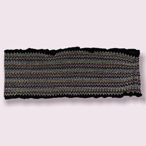 Urban Outfitters Scrunchy Bandeau Black Colorful Womens Size Medium